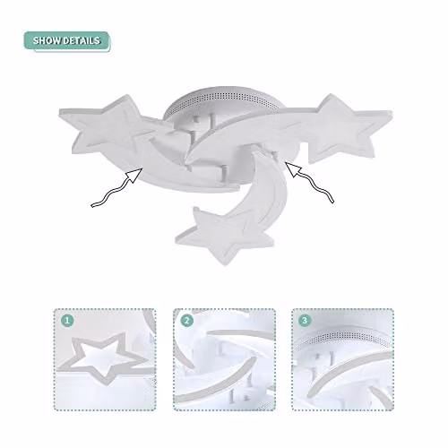 Goeco Modern LED Ceiling Light for Children's Rooms and Bedrooms, White, Diameter: 54 cm, 40 W, 4500 LM, Cool White 6500 K – 2