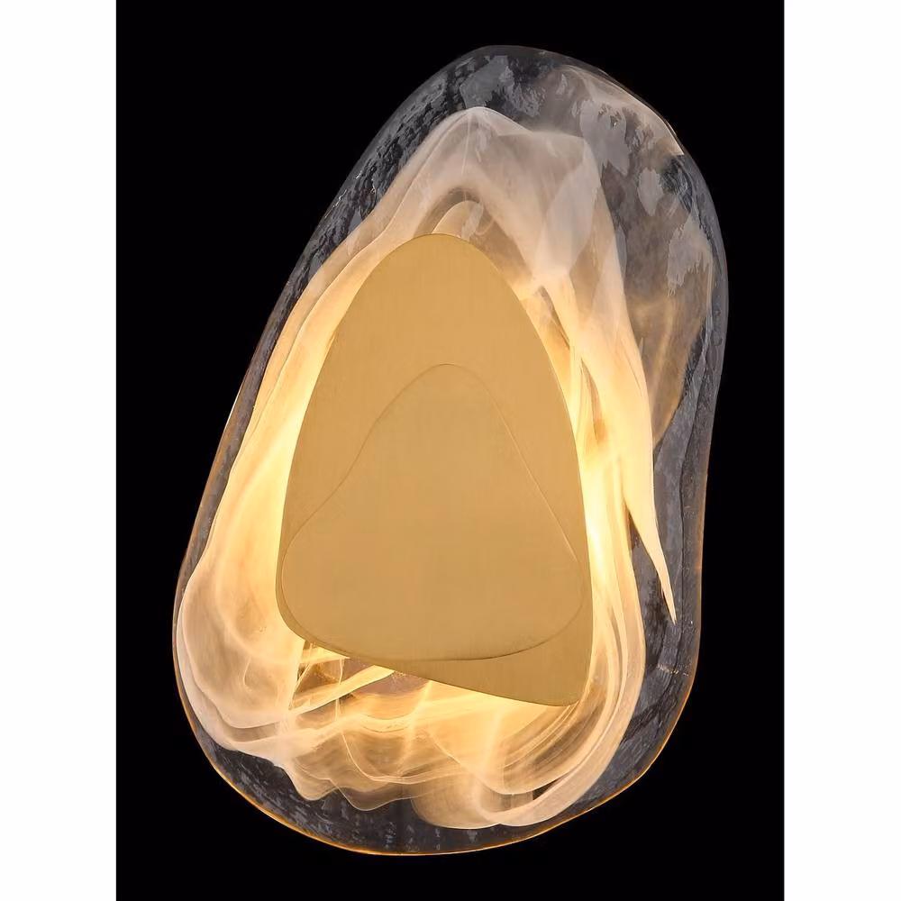 Netlighting Dorsey Wall Lamp in Gold and Brass with Transparent Glass Shade and Warm White LED 3000K – 3