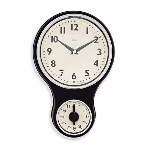 Acctim Retro Style Black Wall Clock with Glass and Plastic Lens, Diameter: 20 cm – 1