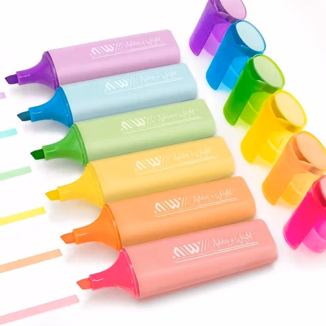 Ashton and Wright ElectroLine Classic Chisel Tip Highlighters, Multicolour Pastel, Pack of 6