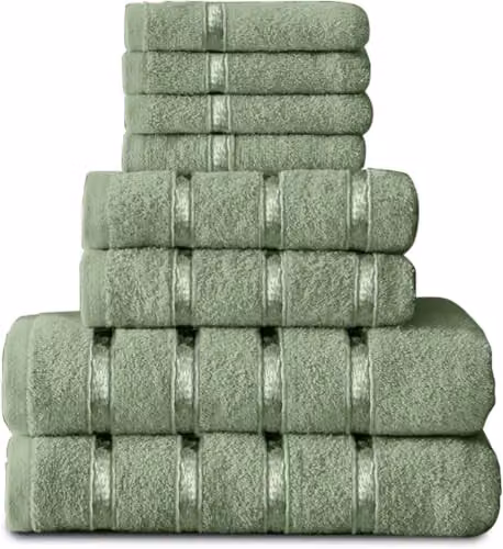 Gaveno Cavailia 8 Piece Egyptian Cotton Towel Set, Sage Green