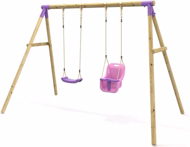 Rebo Luna Double Wood Swing Set in Purple
