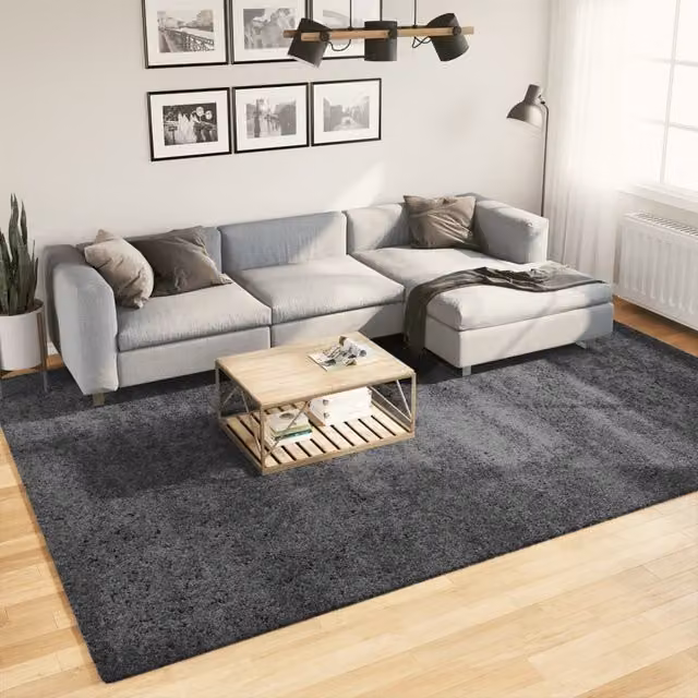 Berkfield Home Oviedo Short Pile Rug in Anthracite and Black, W: 240 cm, D: 340 cm – 1