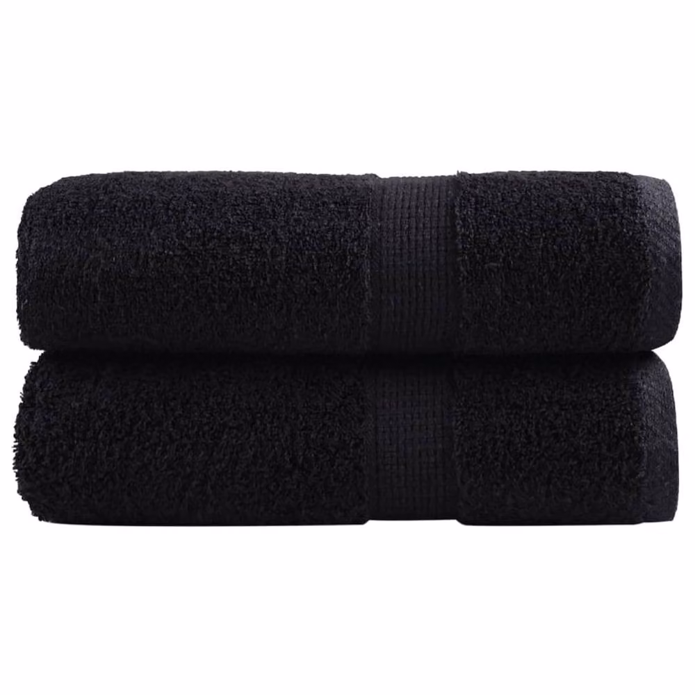 Berkfield Home SOLUND Premium Cotton Soap Towels, 2 Pack, Black, W/D/H: 30 x 30 x 30 cm – 2