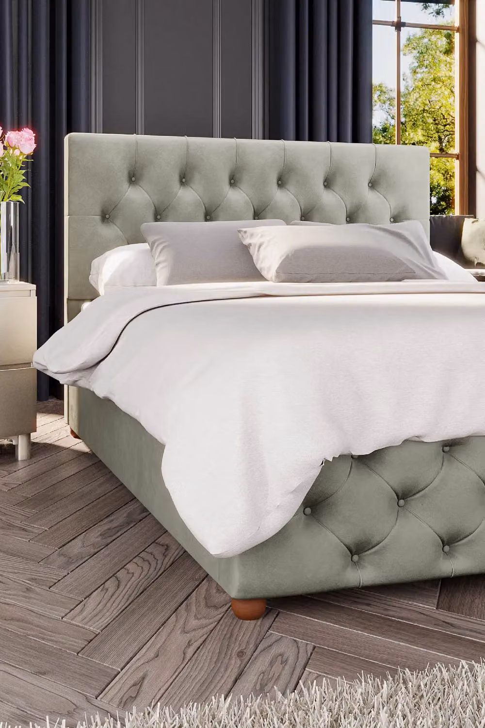 Laurence Llewelyn-Bowen Luna Ottoman Storage Bed in Duck Egg Blue Plush Velvet Fabric, W/D/H: 140 x 200 cm – 3