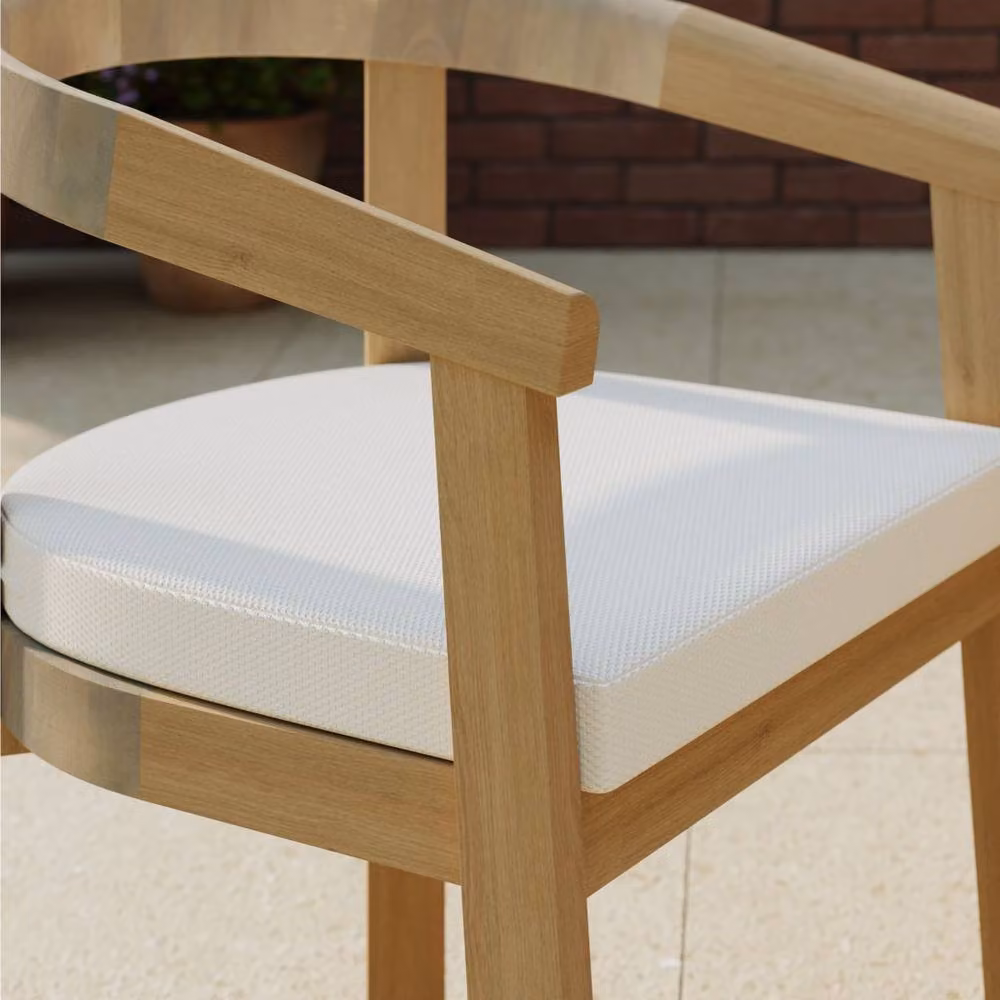 Charles Bentley Set of 2 FSC Acacia Wood Dining Chairs in Natural with Beige Cushions – 2