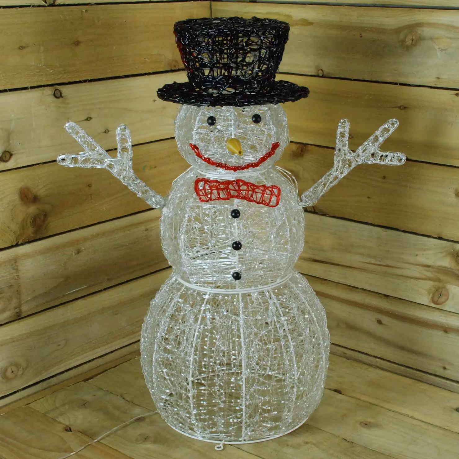 Samuel Alexander White Acrylic Christmas Snowman with 88 Multicolour LED Lights, Height: 76 cm – 2
