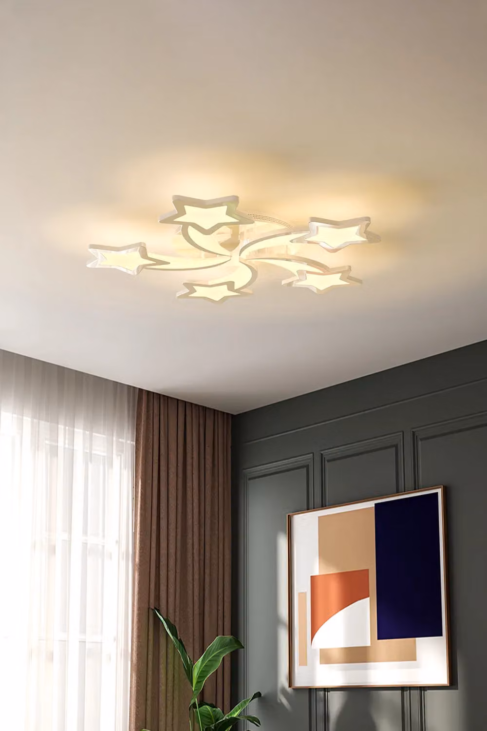 Living and Home Stars White LED 5-Light Star Ceiling Light – 2