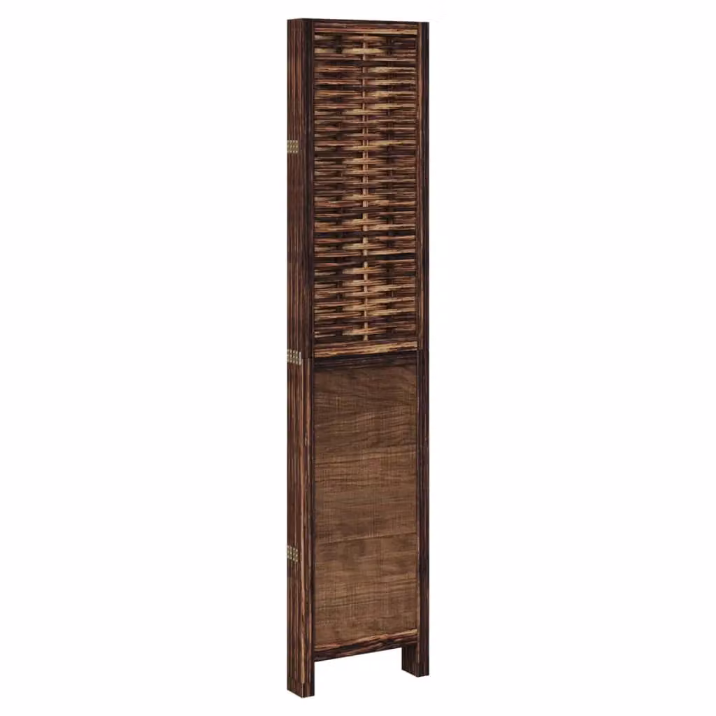 Berkfield Home 5 Panel Room Divider in Dark Brown Solid Paulownia Wood – 2