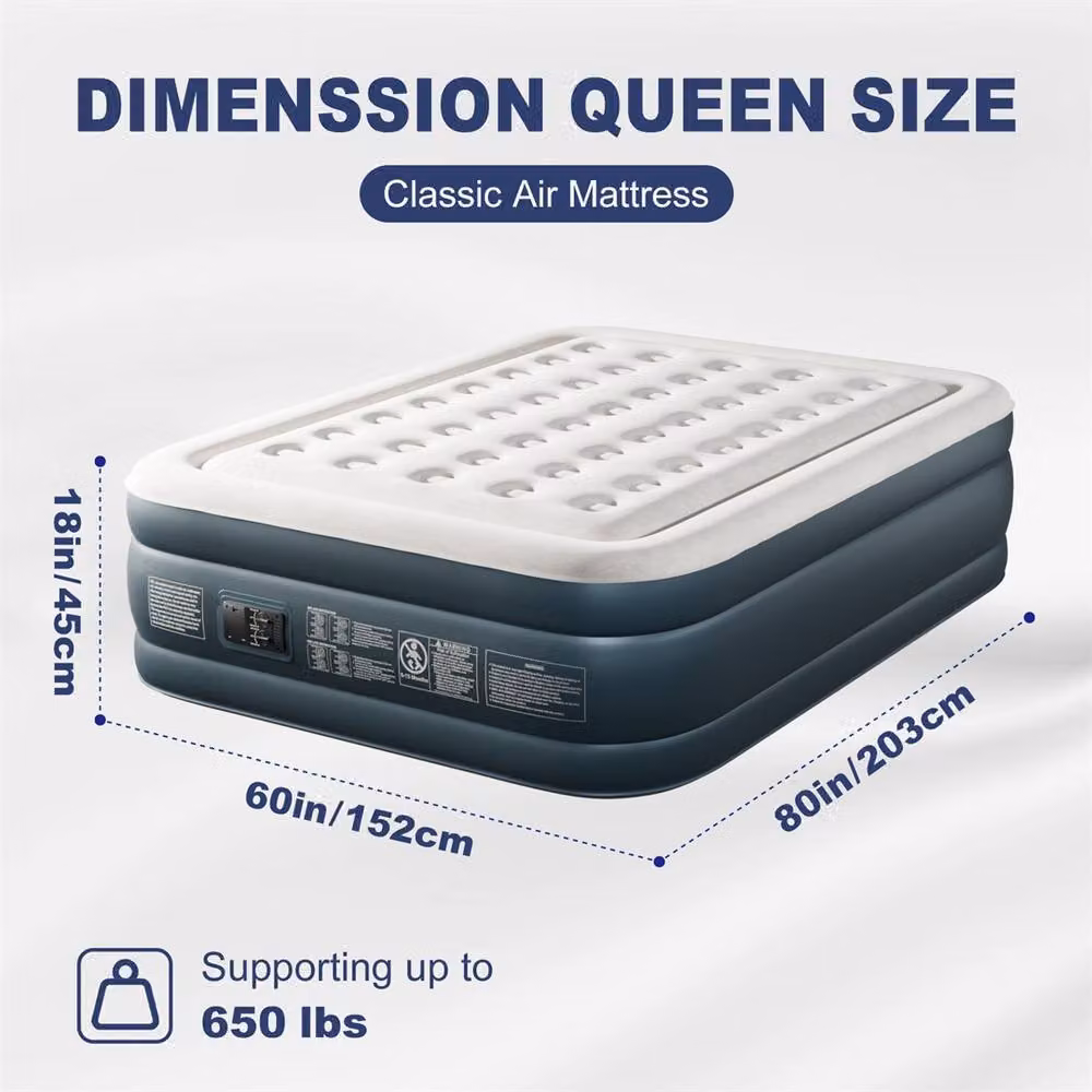 EONLION Grey Double Inflatable Air Bed Mattress W: 152 cm, L: 203 cm, H: 45 cm – 2