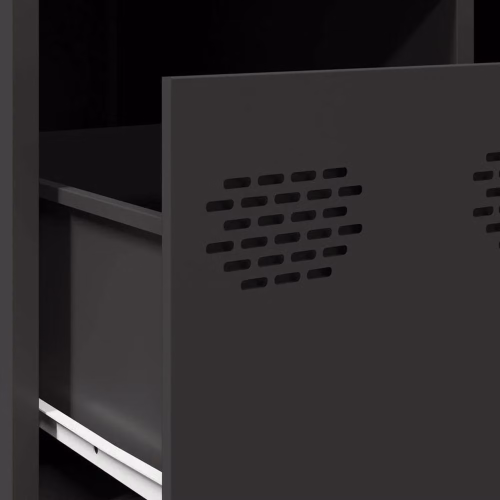 Berkfield Home TV Cabinet in Matt Black Cold-rolled Steel, W: 68 cm, D: 50 cm, H: 43.5 cm – 6