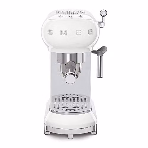Smeg ECF02WHUK Espresso Coffee Machine with Steam Wand, White