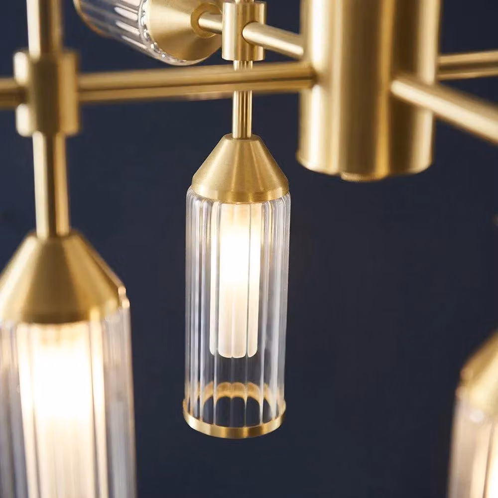 Netlighting TRIESTE Dimmable 12-Light Glass Ceiling Pendant in Yellow and Gold/Brass – 4