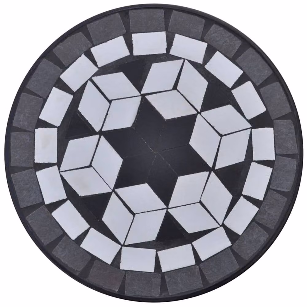 Berkfield Home Mosaic Round Side Table in Black and White, W/D/H: 30 x 30 x 60 cm – 3