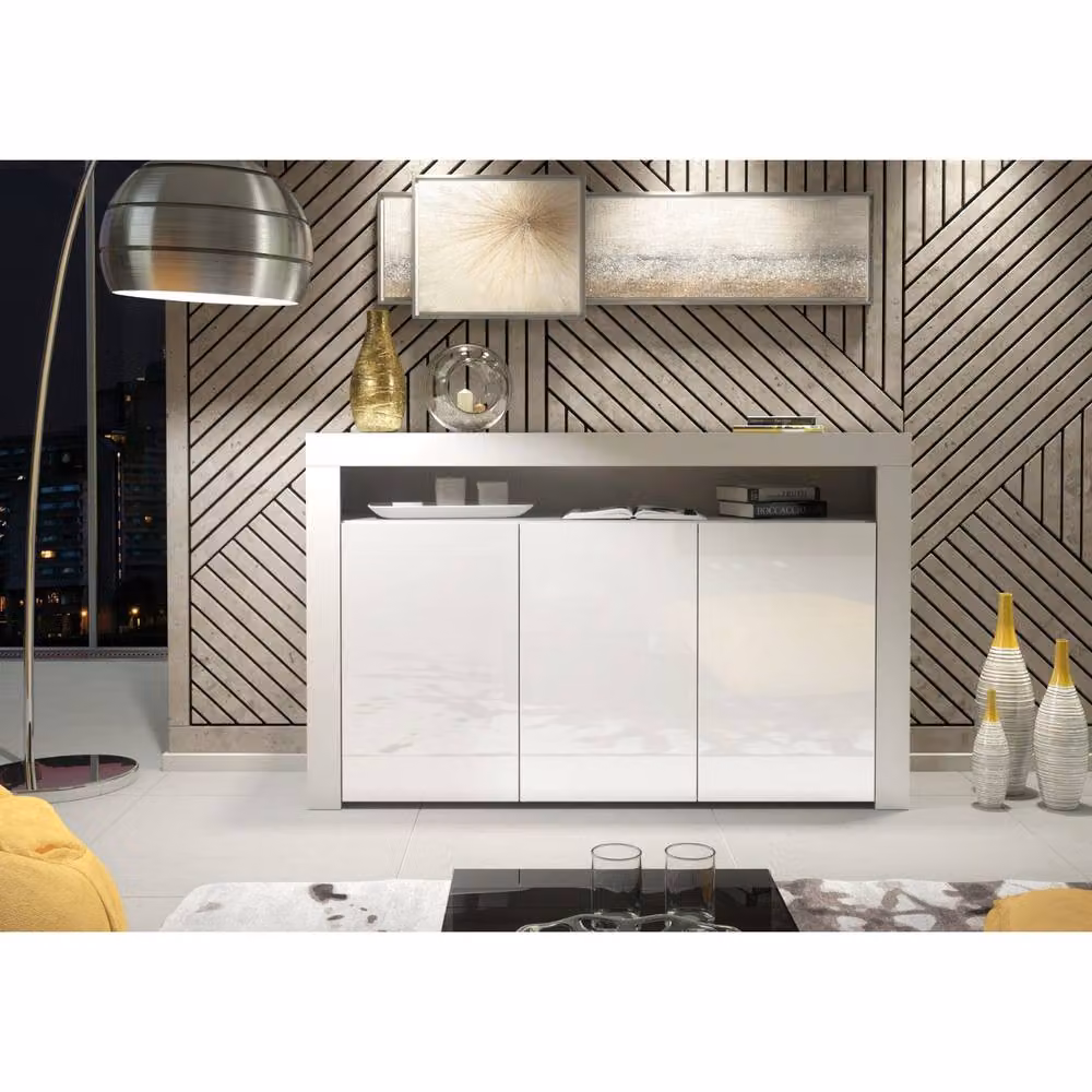 Creative Furniture Aether Sideboard in White with Glossy Doors, W: 155 cm, H: 92 cm, D: 40 cm – 2