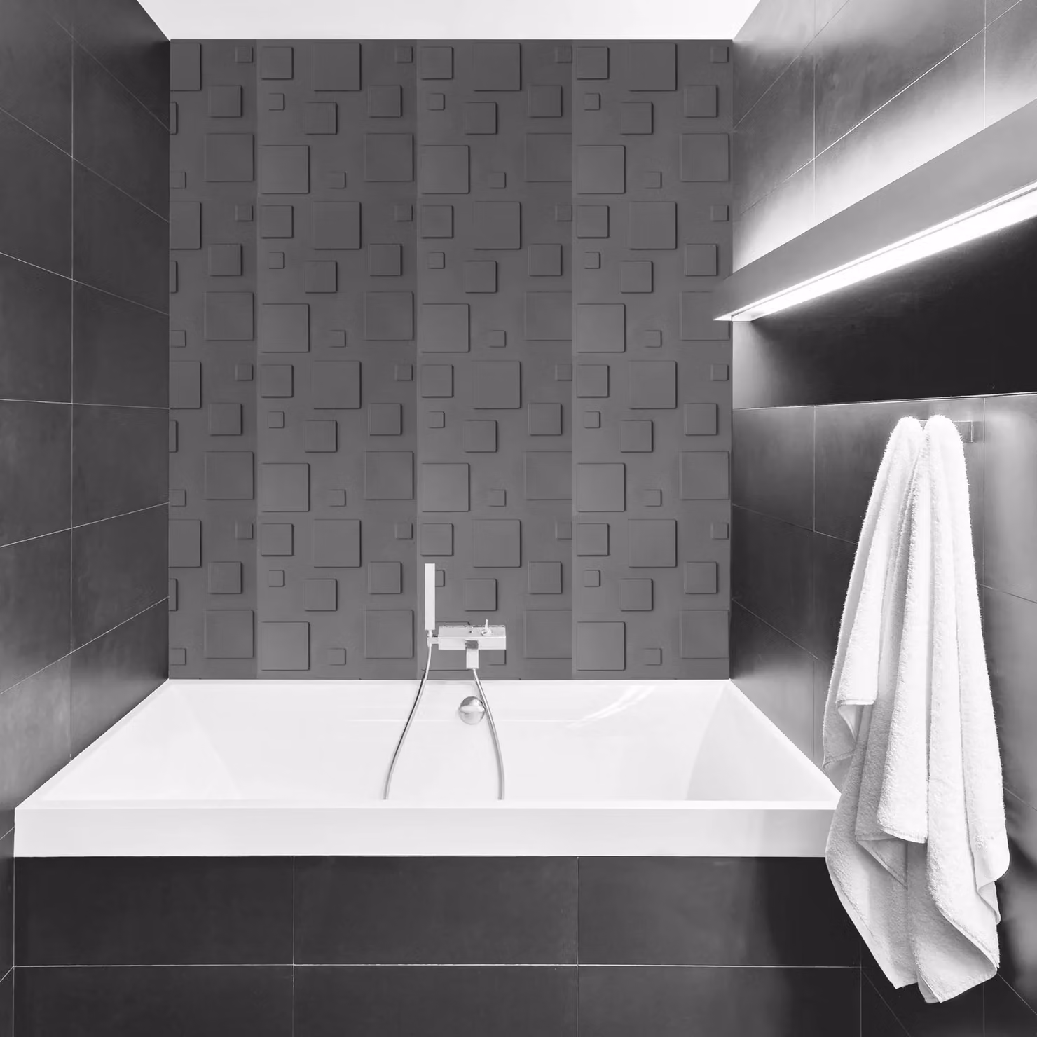 Novecrafto 3D Blocks Design PVC Wall Panels in Silver and Grey, 6 Sheets, W/D/H: 50 x 50 x 50 cm – 3