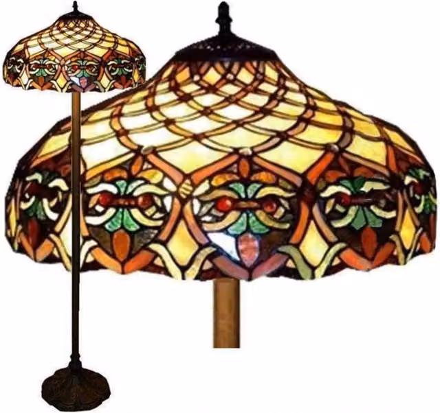 BELOFAY Tiffany Stained Glass Floor Lamp in Multicolour and Bronze