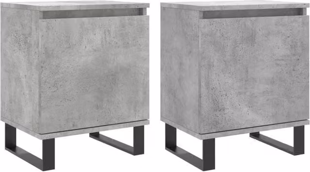 Berkfield Home Set of 2 Bedside Cabinets in Concrete Grey, W/D/H: 40 x 30 x 50 cm