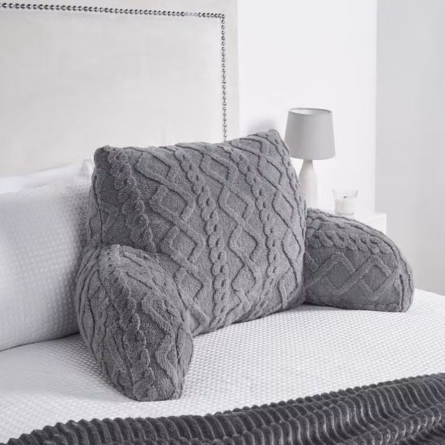 OHS Grey Cable Knit Bolster Pillow