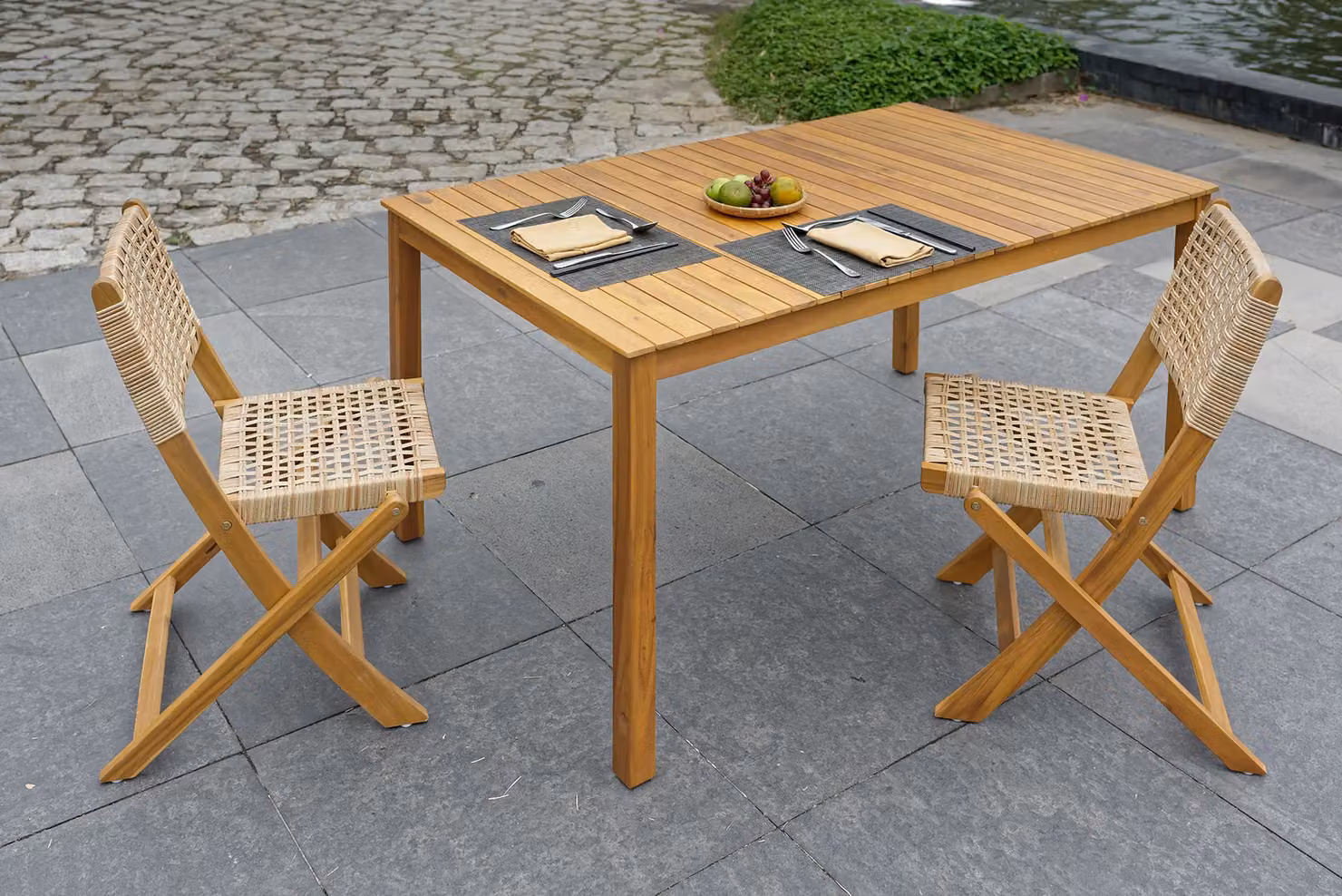 Nordlys Rustic Brown Solid Acacia Wood 6 Person Garden Table – 2