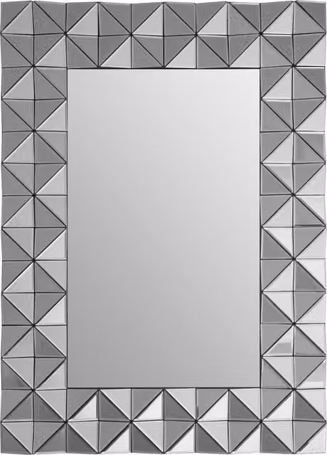 Orsina Modern Rectangular 3D Geometric Glass Wall Mirror in Silver, W: 105.0 cm, H: 75.0 cm, D: 3.0 cm – 1