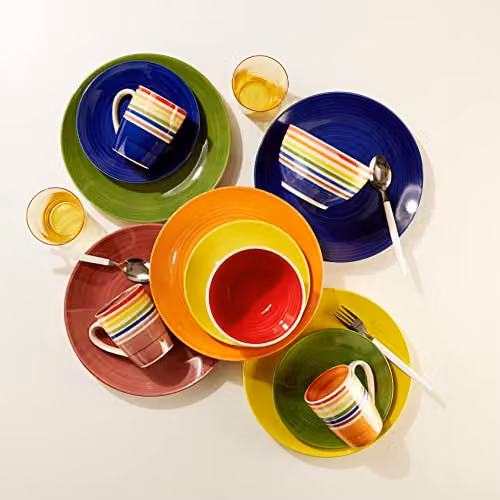 Emsa 24 Piece Multicolour Striped Stoneware Dinner Service Set – 2