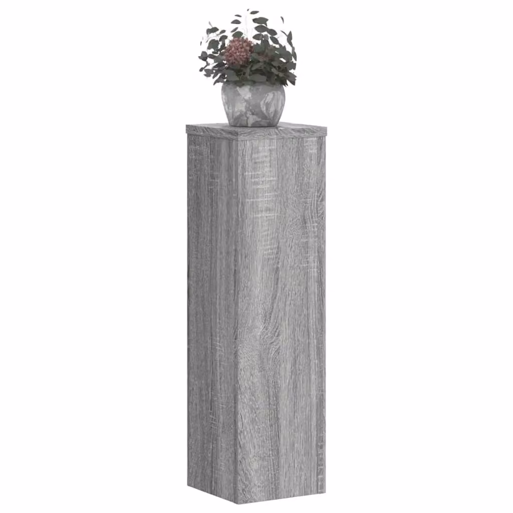 Berkfield Home Set of 2 Modern Grey Plant Stands, Engineered Wood, W/D/H: 17 x 17 x 60 cm – 2
