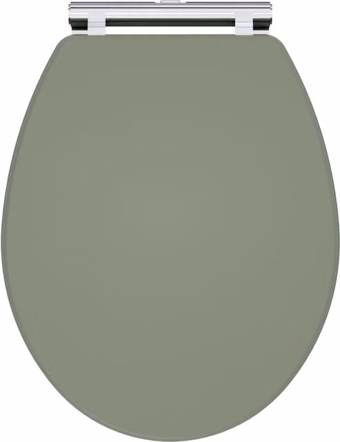 Balterley Oval Wooden Soft Close Toilet Seat with Quick Release, Green, W: 35.0 cm, D: 45.1 cm, H: 6.0 cm
