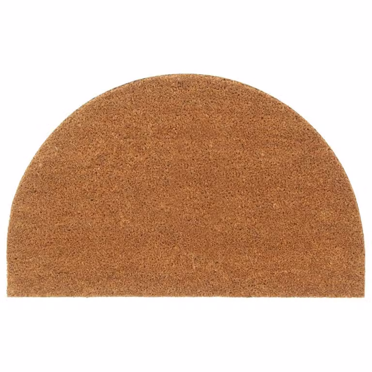 Berkfield Home Natural Half Round Coir Door Mat, Brown, W: 80 cm, D: 50 cm
