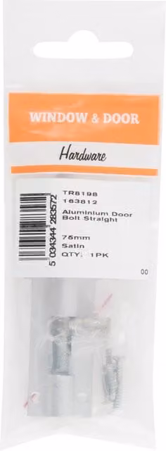 Hiatt Silver Aluminium Straight Door Bolts 75mm