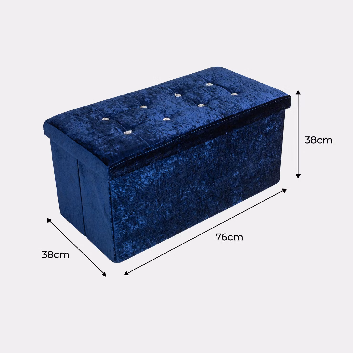 Home Republic Blue Velvet Foldable Storage Ottoman 2 Seater – 2