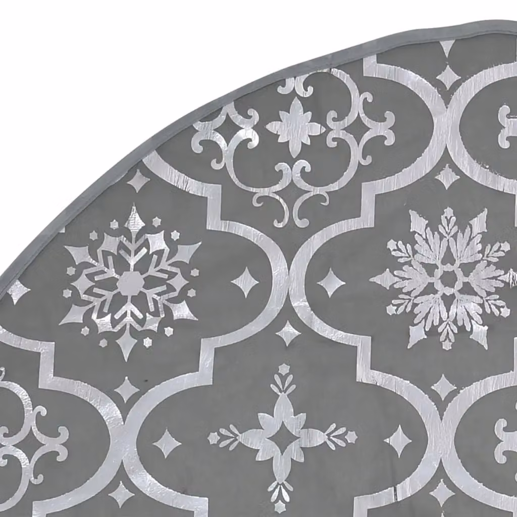 Berkfield Home Luxury Christmas Tree Skirt with Sock in Grey, Diameter: 90 cm – 3