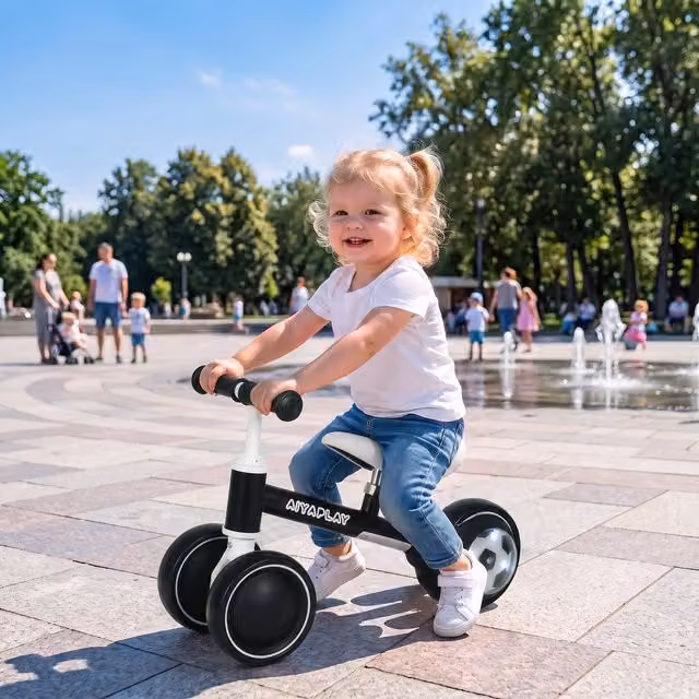 AIYAPLAY Kids Balance Bike for Toddlers, Height Adjustable, Black