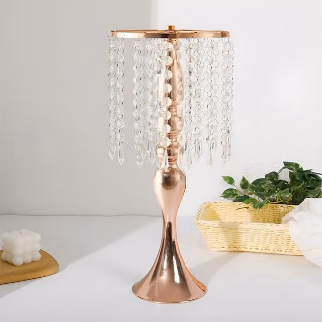 Lifeideas Gold Metal Wedding Table Centerpiece with Crystal Ornaments