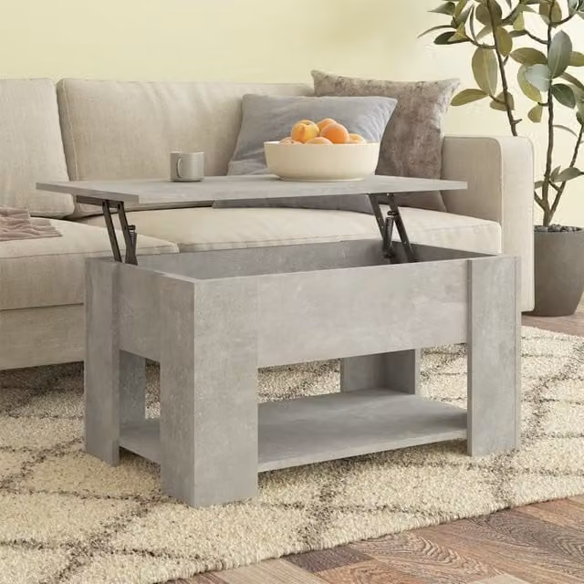 Berkfield Home Modern Rectangular Coffee Table in Concrete Grey, W: 79 cm, D: 49 cm, H: 41 cm – 1