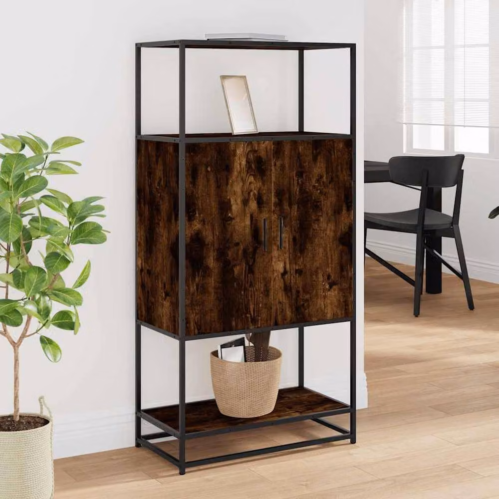 Berkfield Home Smoked Oak Highboard in Brown, W/D/H: 68 x 35 x 139 cm – 3