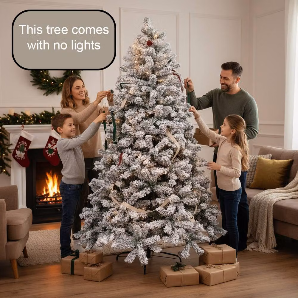 Shatchi Snow Flocked Yukon Pine Green and White Artificial Christmas Tree, Height: 121.92 cm – 6