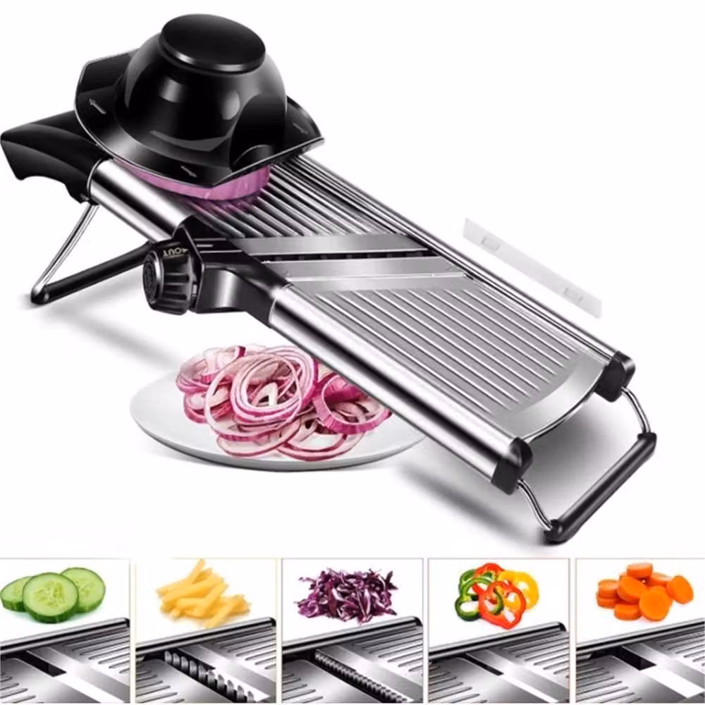 Nordara Professional Mandoline Slicer and Vegetable Fruit Cutter in Black Stainless Steel – 4