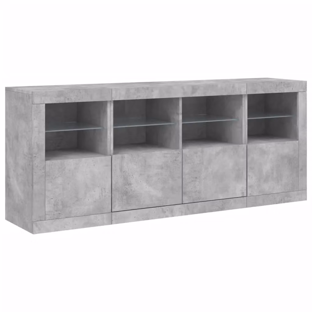 Berkfield Home Modern Sideboard with Integrated LED Lights in Concrete Grey, W/D/H: 163 x 37 x 67 cm – 4