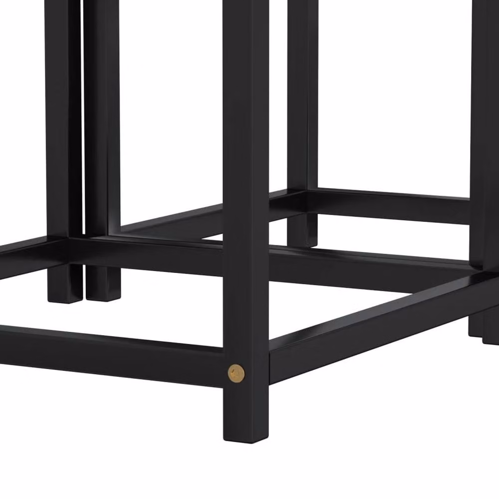 Berkfield Home Set of 2 Industrial Square Nested Tea Tables in Black, Yellow and Brown MDF and Metal – 6