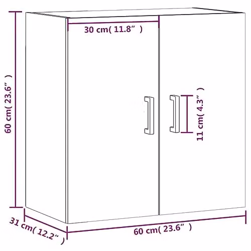 vidaXL Wall Cabinet in Smoked Oak, W/D/H: 60 x 31 x 60 cm – 3