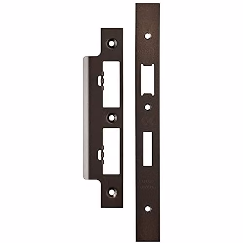 Loops Forend Strike and Fixing Pack for DIN Euro Sash and Bathroom Locks in Matt Bronze