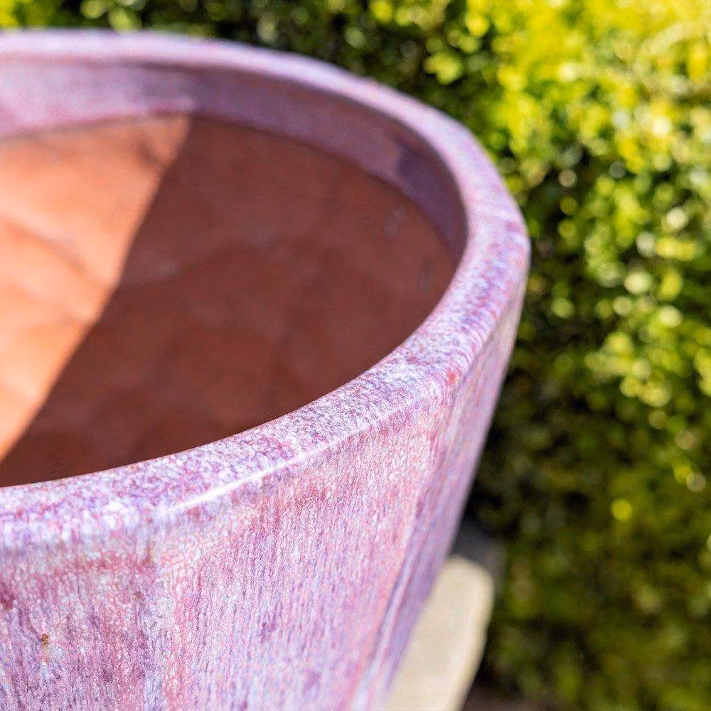 Primrose Round Glazed Terracotta Planter in Glossy Purple Mix, Diameter: 29 cm – 4
