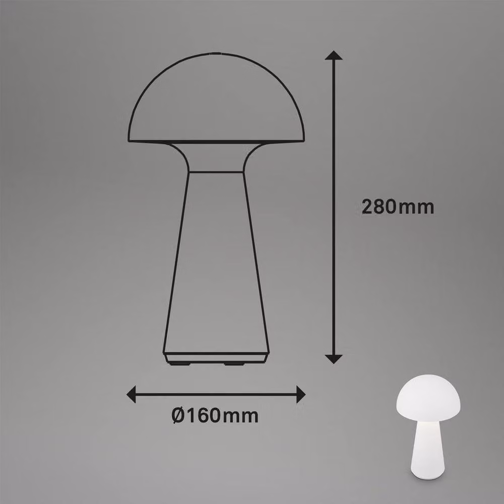 Briloner White Rechargeable LED Table Lamp, Dimmable Touch Control Mushroom Night Light, IP44 Waterproof Cordless Outdoor and Indoor Lamp, H 28 cm x W 16 cm x D 16 cm – 4