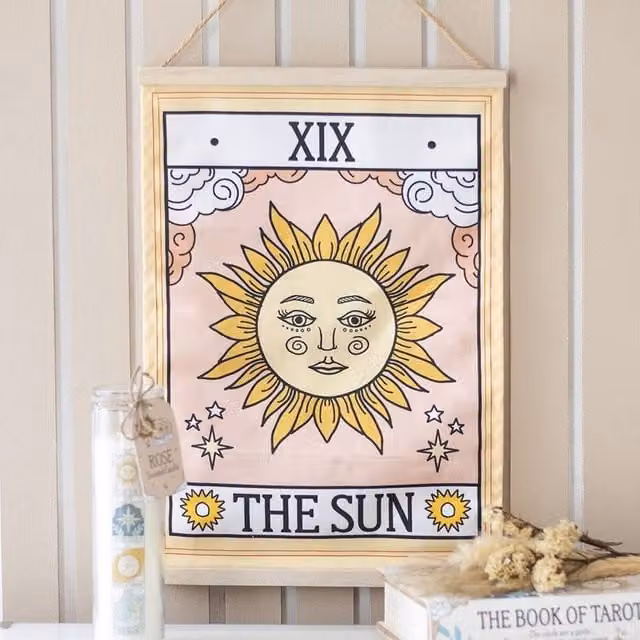Uniqueful The Sun Vintage Tarot Textile Wall Hanging, Multicolour, W: 42 cm, H: 59 cm – 1
