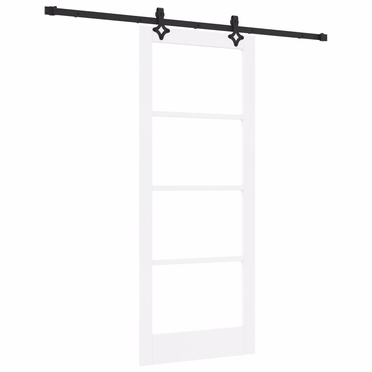 Berkfield Home Orkdal Modern Sliding Door with Hardware Set in White Lacquered Solid Wood and Glass, H: 202.0 cm, W: 83.0 cm – 2