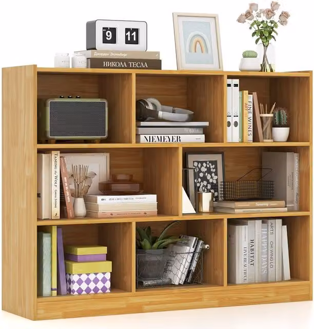 COSTWAY Brown Cube Bookcase and Open Storage Shelving Unit