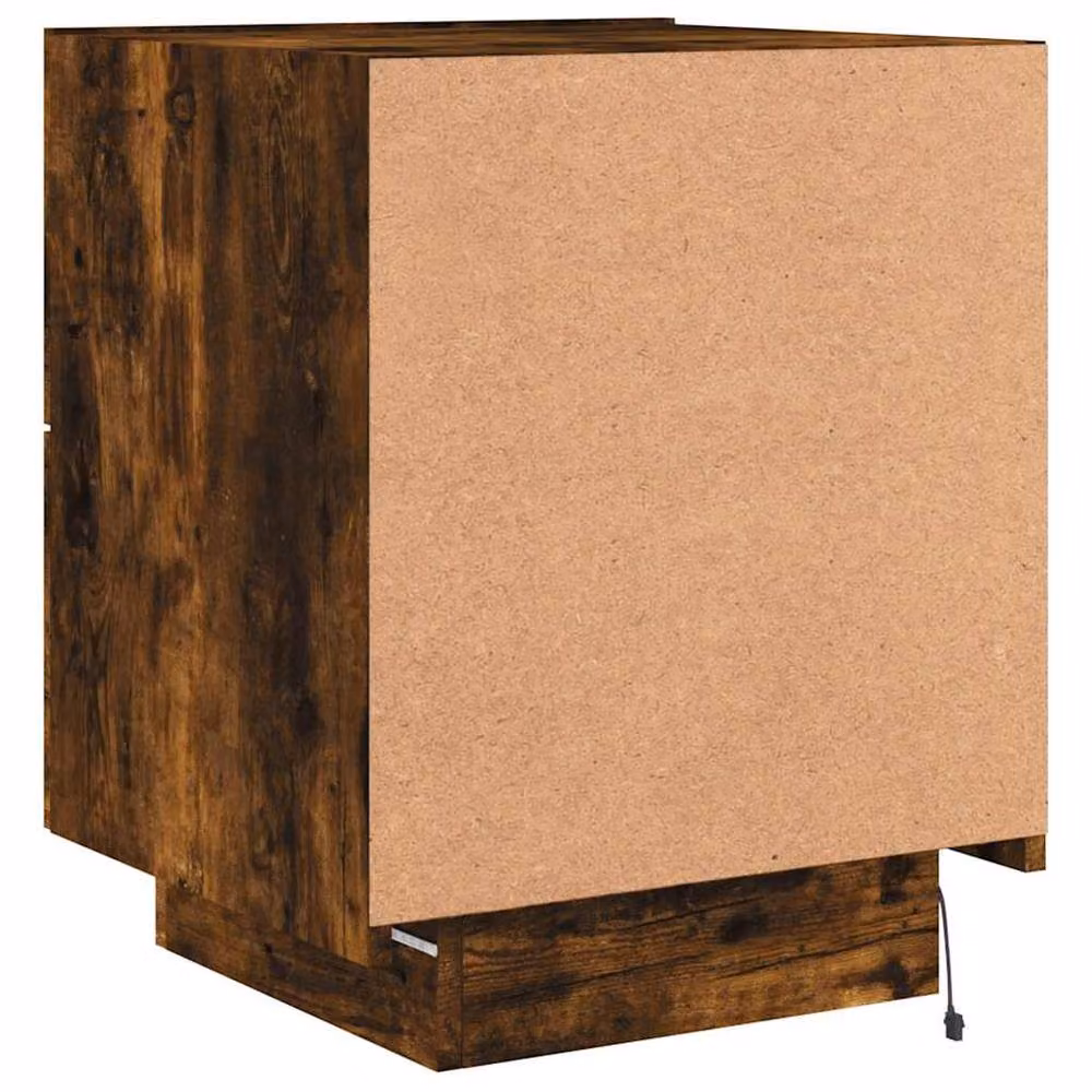 Berkfield Home Set of 2 Modern Smoked Oak Bedside Cabinets with Integrated LED Lighting in Brown – 5
