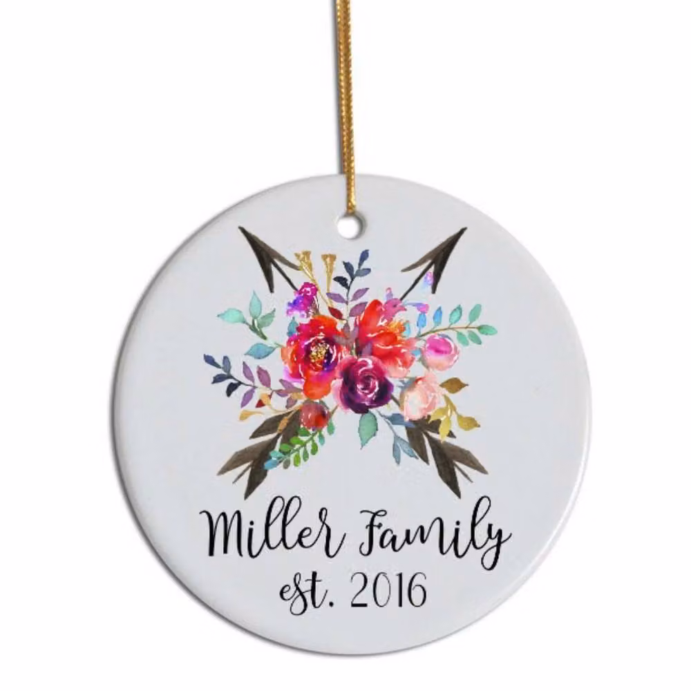 SPETLEK Multicolour and Gold Ceramic Oval Floral Christmas Hanging Pendant Decoration – 2