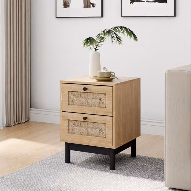 Komore Modern Geometric Wooden Accent Cabinet in Yellow, Black and Brown, W/D/H: 40 x 40 x 2 cm